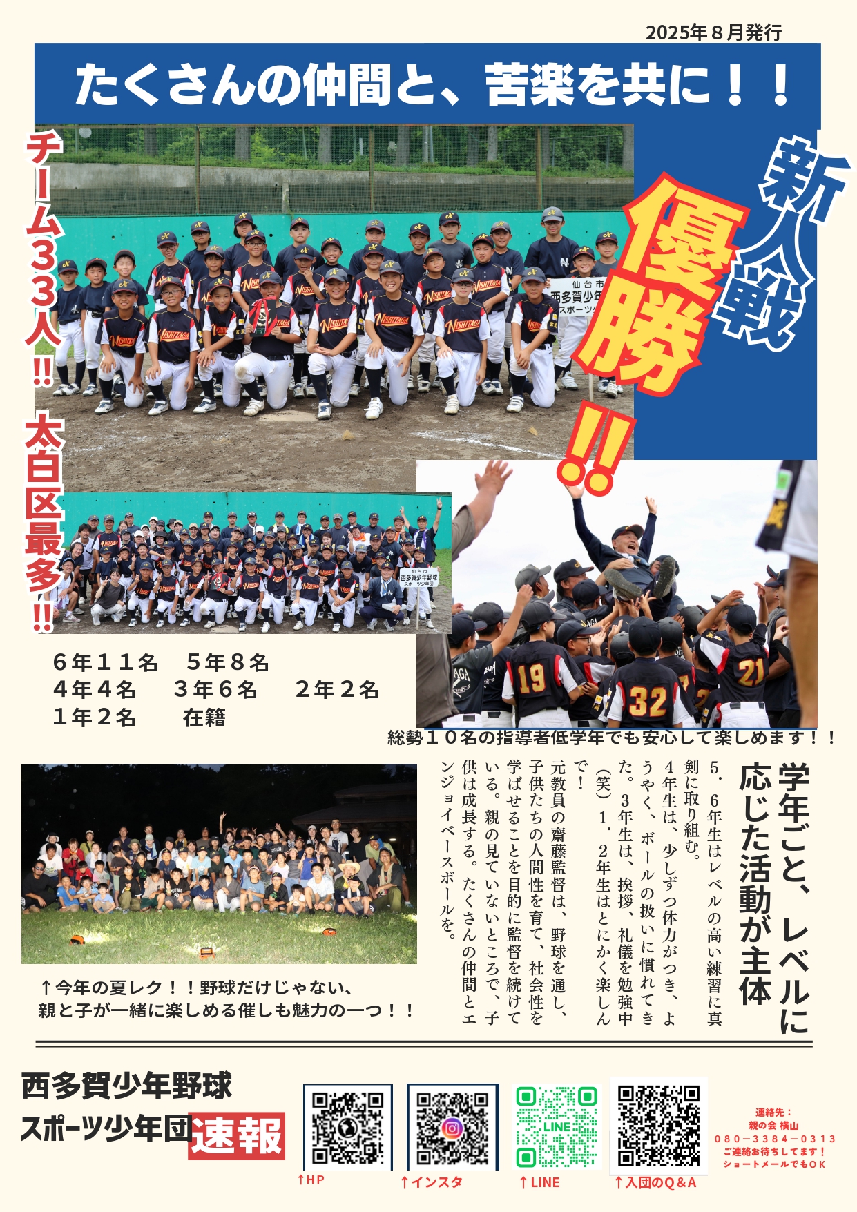 西多賀少年野球スポーツ少年団|選手紹介 一覧